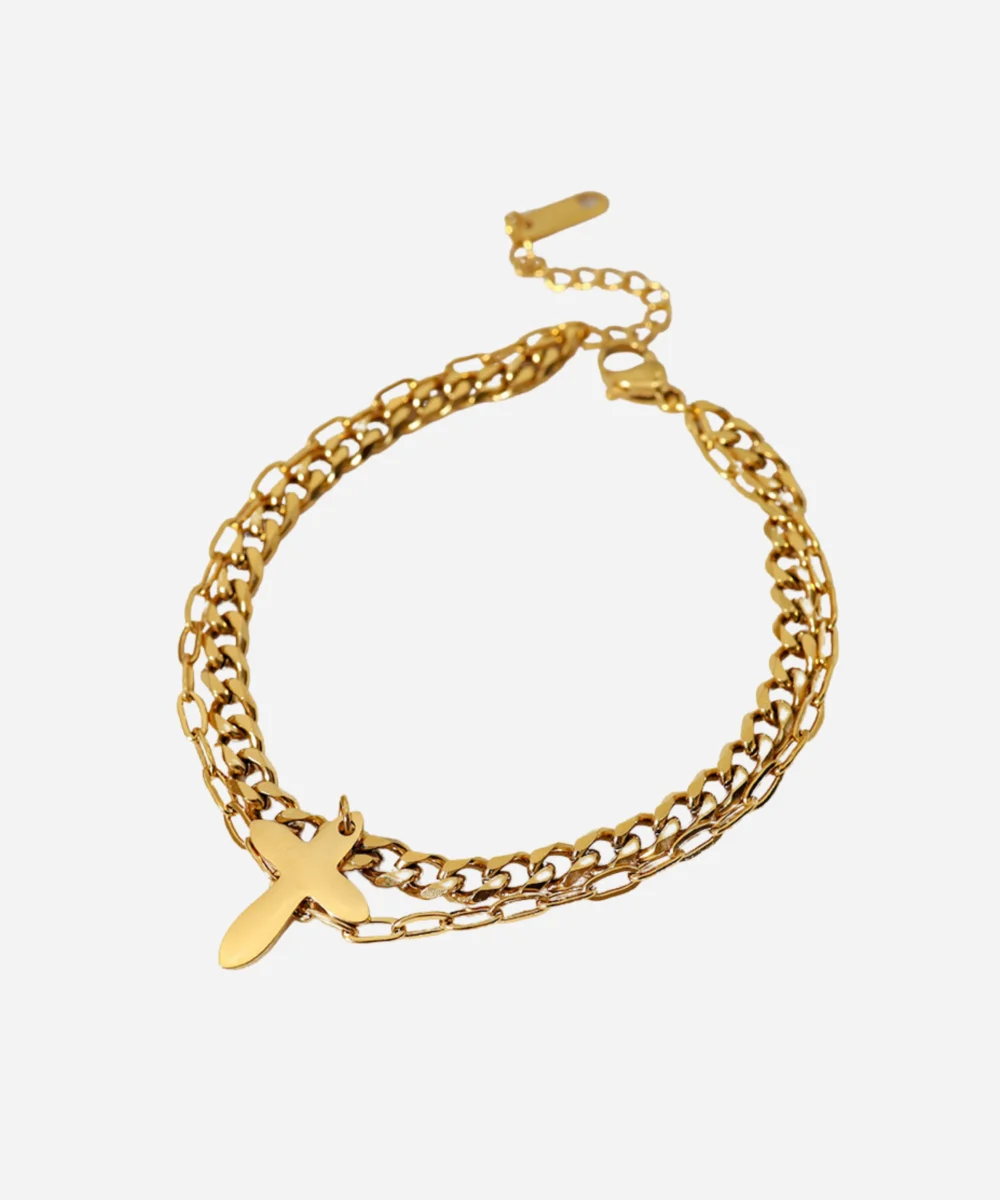 GOLD-PLATED CROSS BRACELET