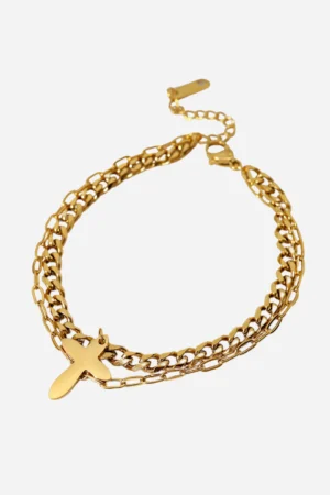 GOLD-PLATED CROSS BRACELET